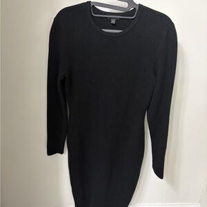 Express Black Fitted Long Sleeve Dress